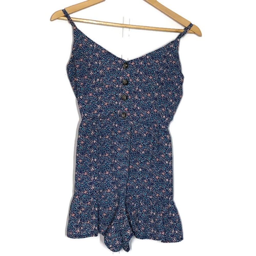 Socialite Sleeveless Romper in Blue Ditsy